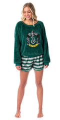 Harry Potter Womens' Sweater and Shorts Sleep Pajama Set-All Houses