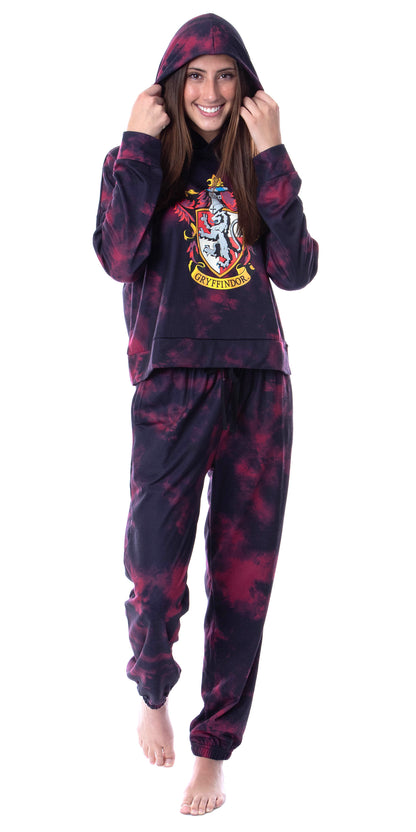Harry Potter Womens' Hogwarts Houses Tie Dye Hooded Jogger Set