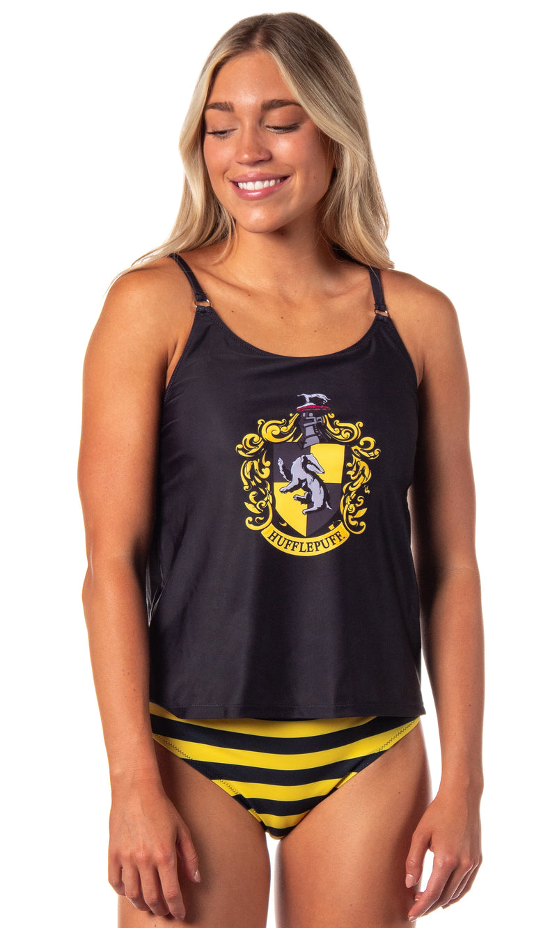 Harry Potter Womens' Hogwarts All Houses Crest Wizarding World Swimsuit Tankini Bathing Suit