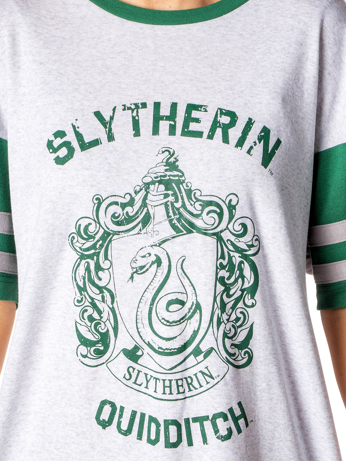 Harry Potter Hogwarts Houses Varsity Quidditch Oversized Tee Night Shirt Nightgown (Slytherin, XS)