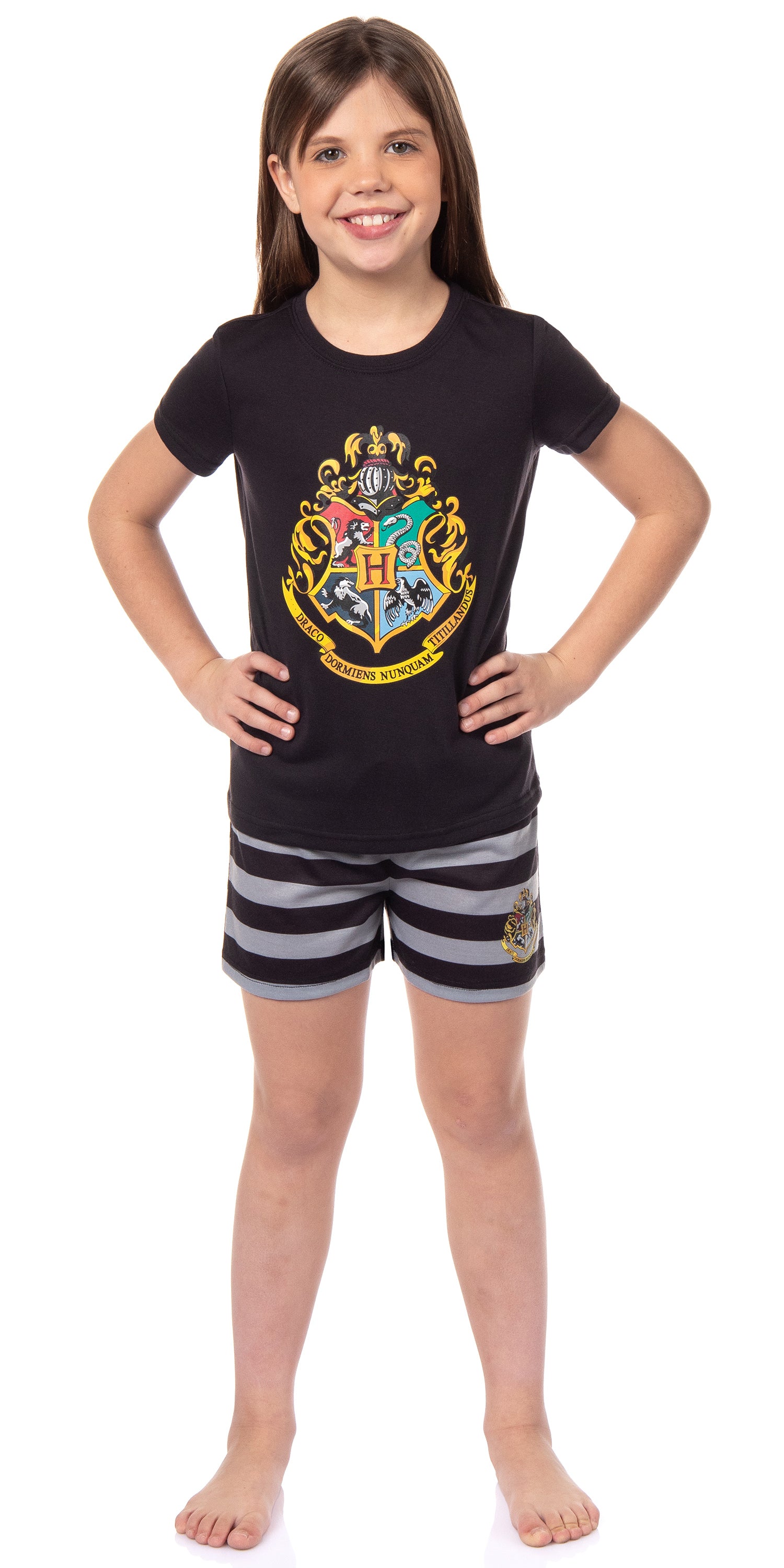 Harry Potter Girls Wizarding World Hogwarts Crest Sleep Pajama Set Shorts(18/20)