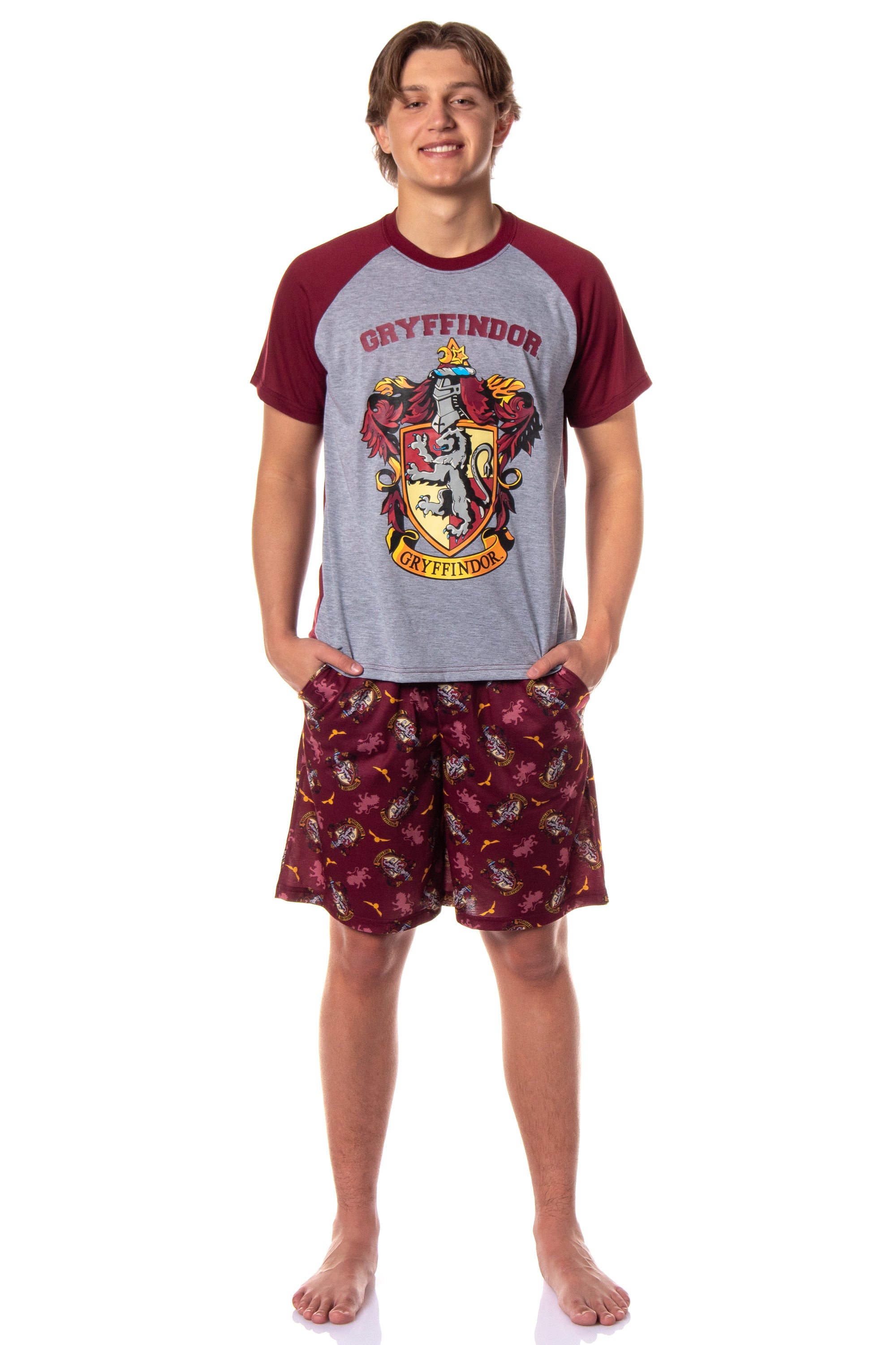 Harry Potter Hogwarts Men's Short Sleeve Shirt And Short PJ Pajama Set