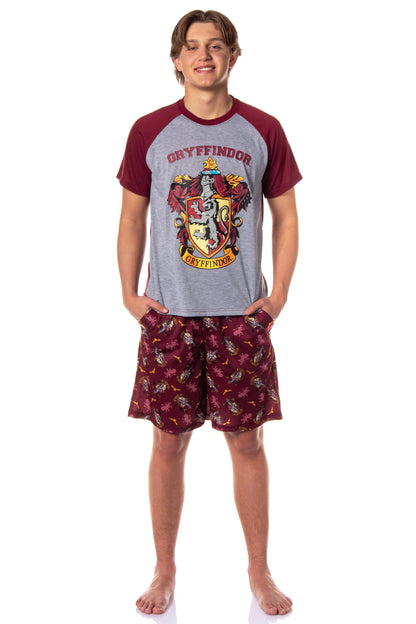 Harry Potter Hogwarts Men's Short Sleeve Shirt And Short PJ Pajama Set