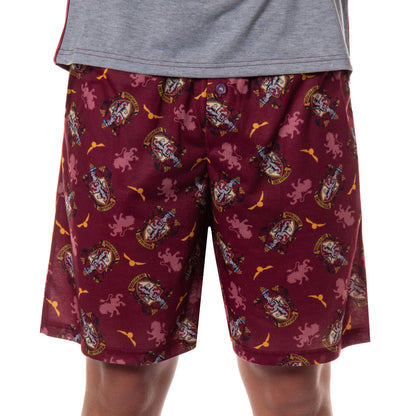 Harry Potter Hogwarts Men's Short Sleeve Shirt And Short PJ Pajama Set
