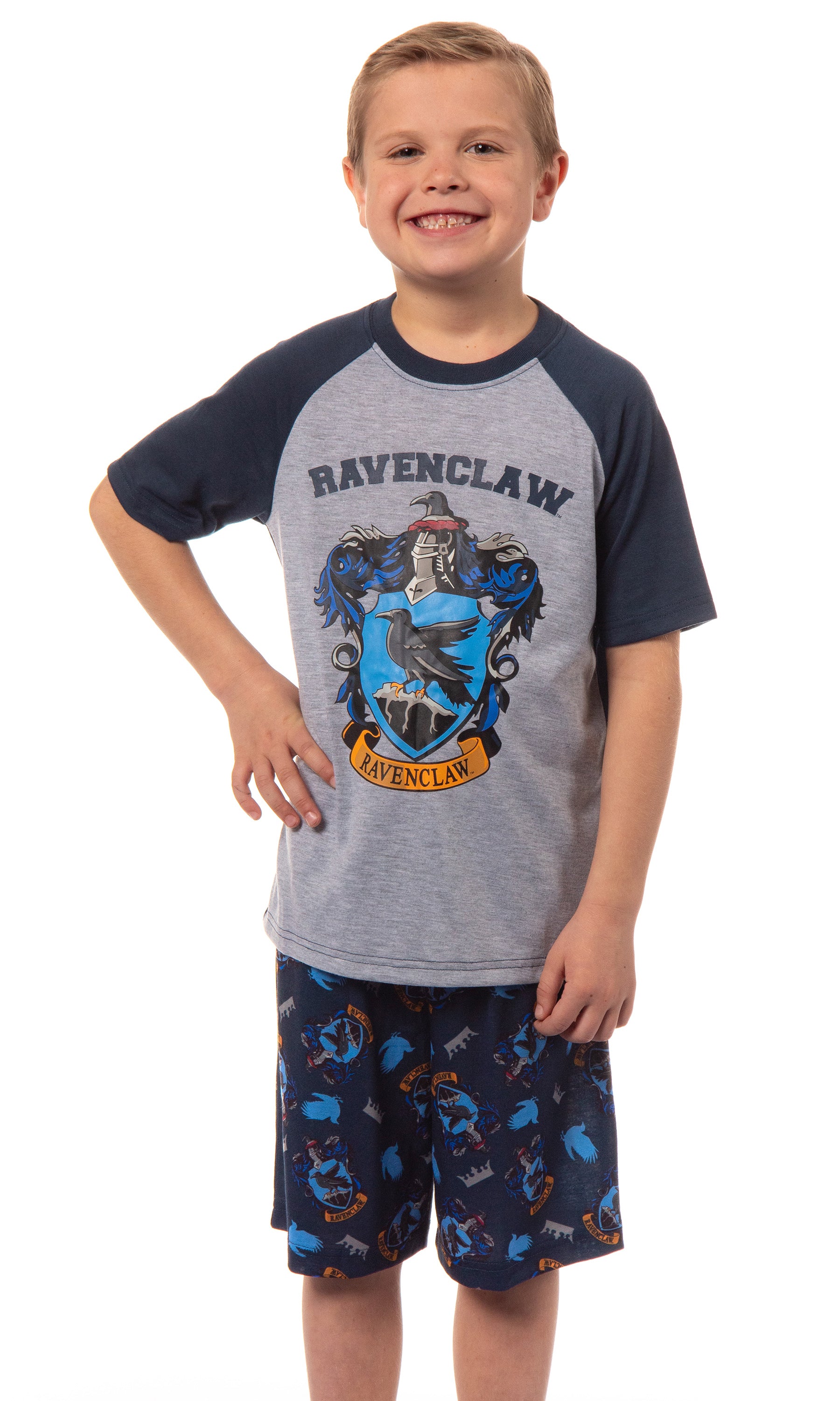 Harry Potter Boys' Hogwarts All Houses Sleep Pajama Set Shorts