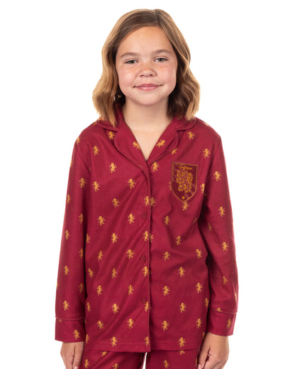 Harry Potter Pajamas Girl's Houses Coat Front Sleep Set