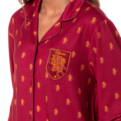 Harry Potter Women's Gryffindor Classic Pajamas Button-Up Top and Pants