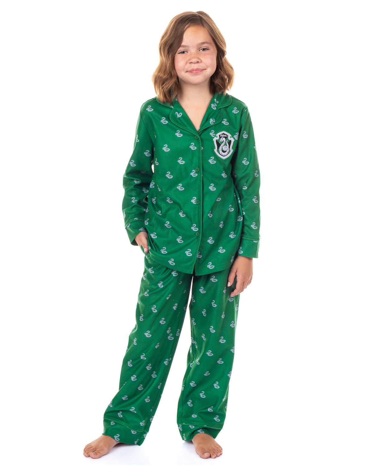 Harry Potter Pajamas Girl's Houses Coat Front Sleep Set