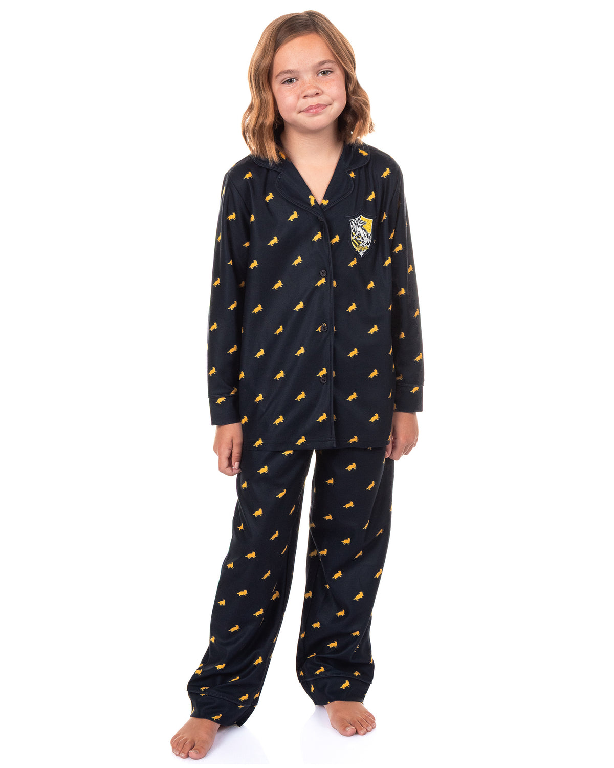 Harry Potter Pajamas Girl's Houses Coat Front Sleep Set