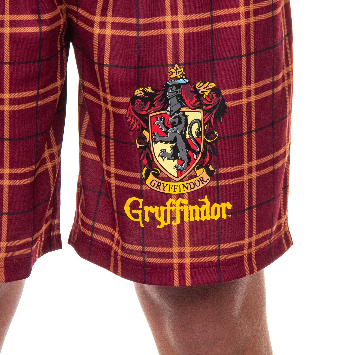 Harry Potter Pajamas Mens' Hogwarts House Crest Plaid PJ Lounge Shorts