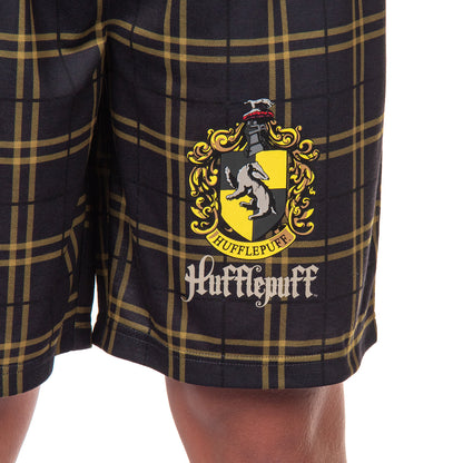 Harry Potter Pajamas Mens' Hogwarts House Crest Plaid PJ Lounge Shorts