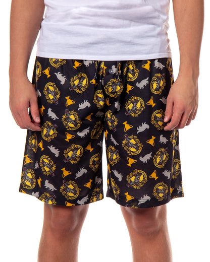 Harry Potter Pajamas Hogwarts House Crest All Over Print Pj Sleep Shorts