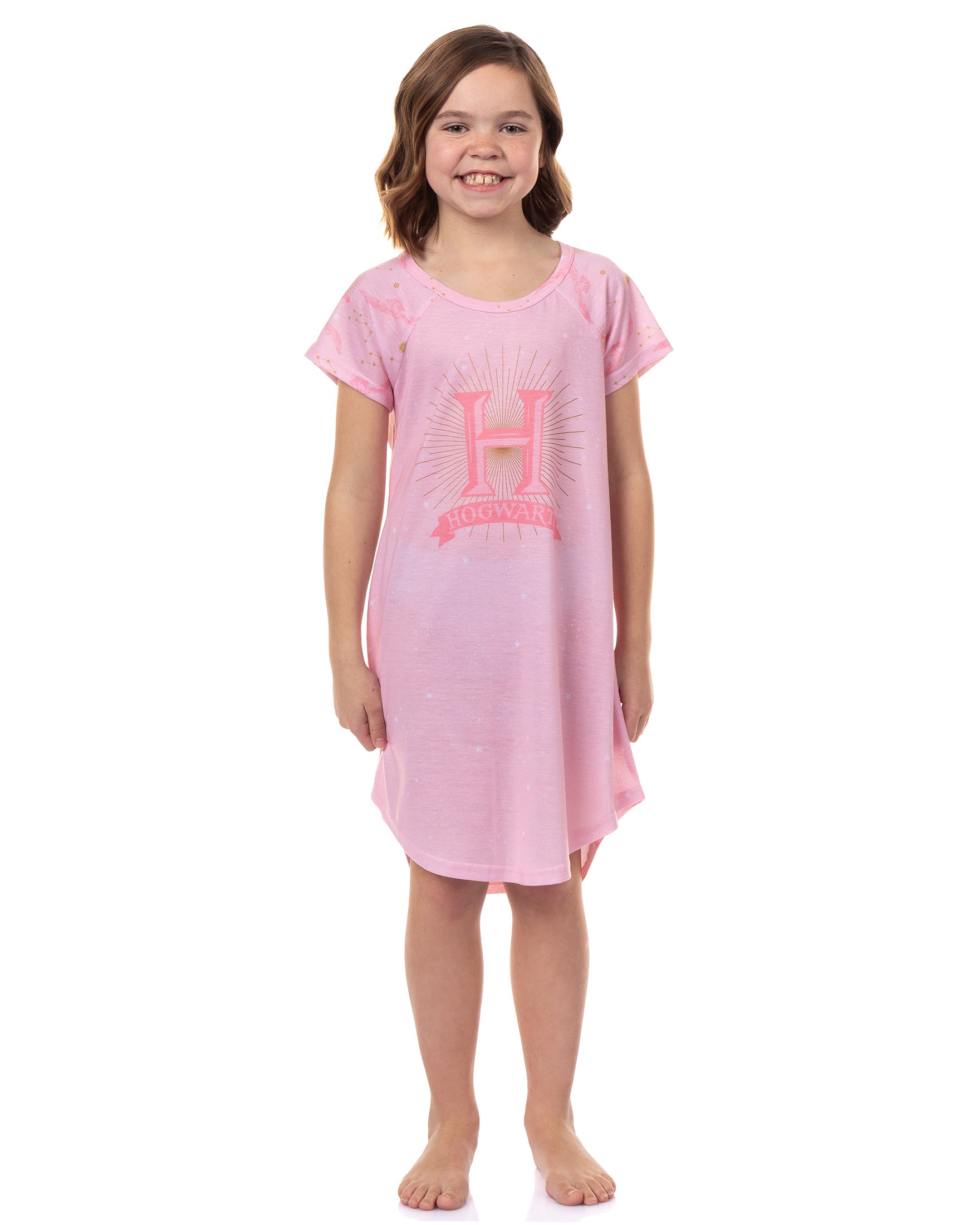 Harry Potter Pajamas Girls' Hogwarts Star Burst S/S Raglan Nightgown (18/20)