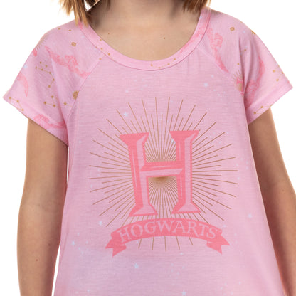 Harry Potter Pajamas Girls' Hogwarts Star Burst S/S Raglan Nightgown