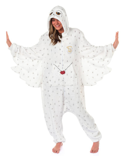 Harry Potter Union Suit Women's Kigurumi Hedwig Hooded Pajama Costume (L/XL)