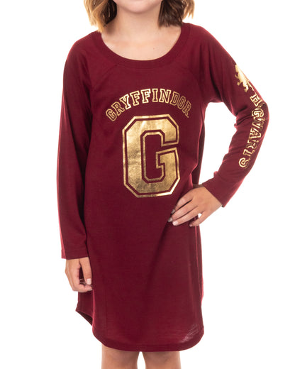 Harry Potter Pajama Girl's Long Sleeve Varsity Raglan Gown