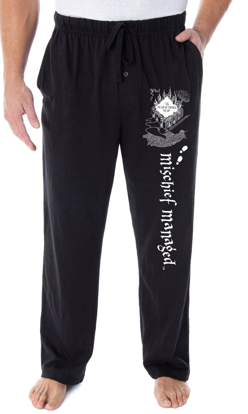 Harry Potter Men's Marauder's Map Mischief Managed Loungewear Sleep Bottoms Pajama Pants (Medium)