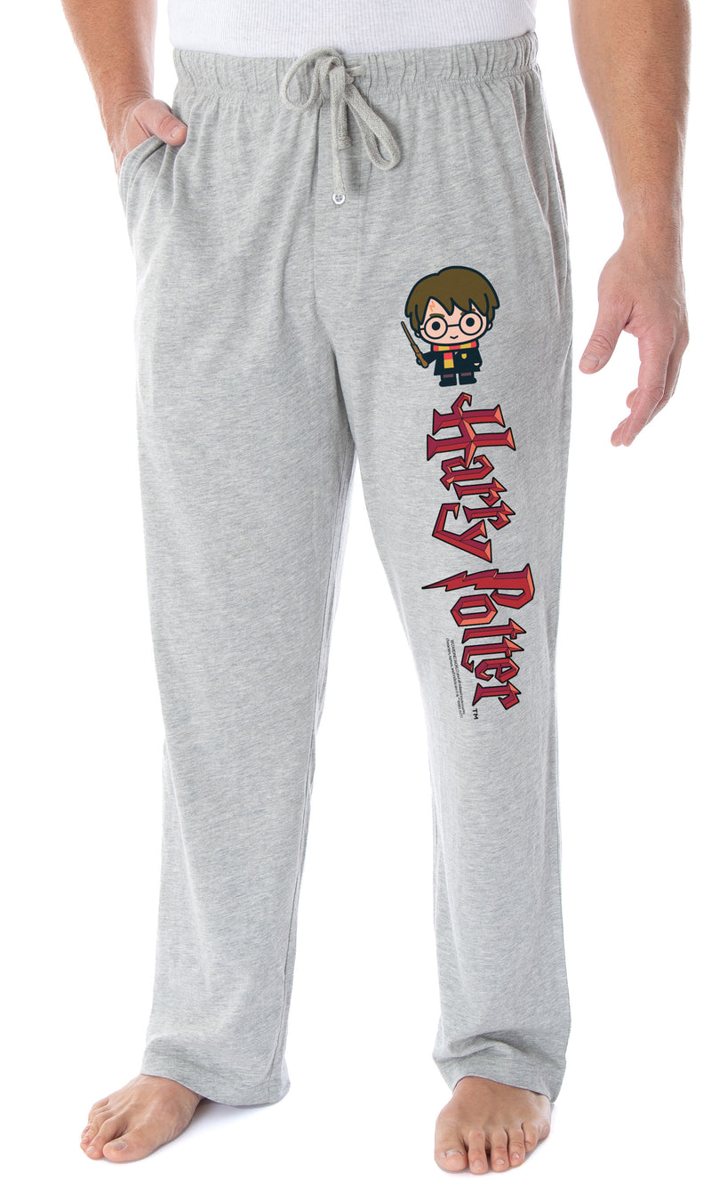 Harry Potter Men's Chibi Character And Script Logo Loungewear Pajama Pants