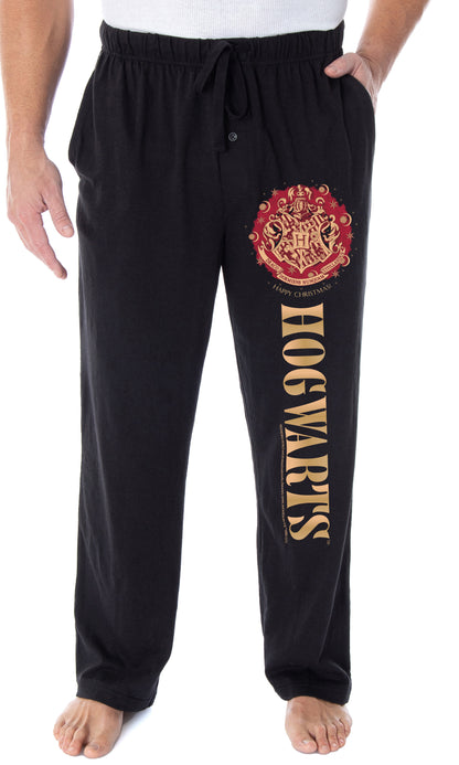 Harry Potter Mens' Christmas at Hogwarts Wreath Crest Pajama Lounge Pants
