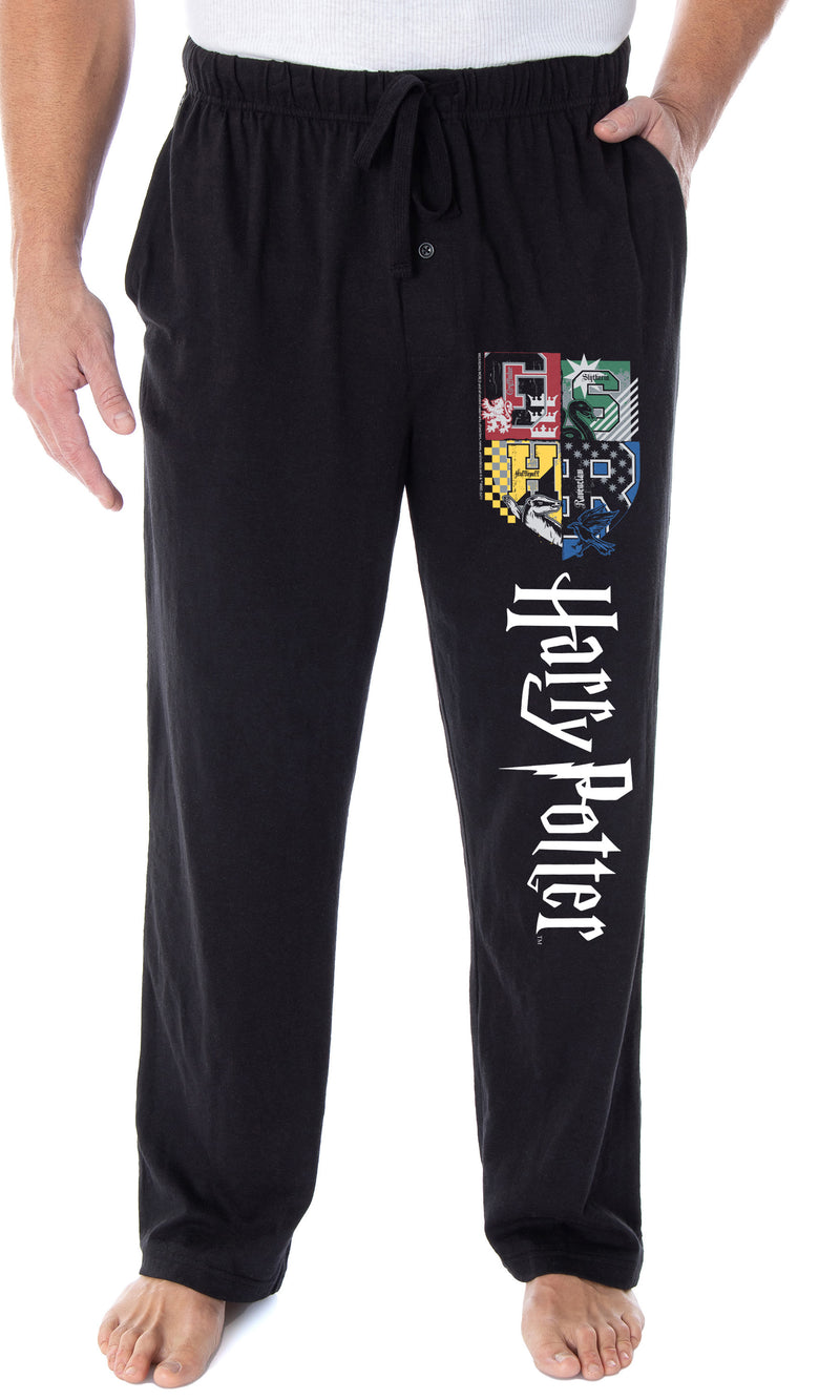 Harry Potter Adult Mens' Hogwarts Crest Collegiate Style Pajama Lounge Pants (S)