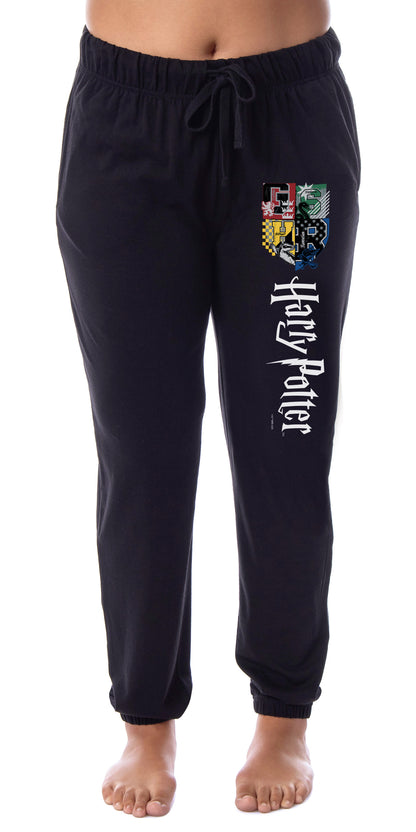 Harry Potter Womens' All Hogwarts House Crest Sleep Jogger Pajama Pants