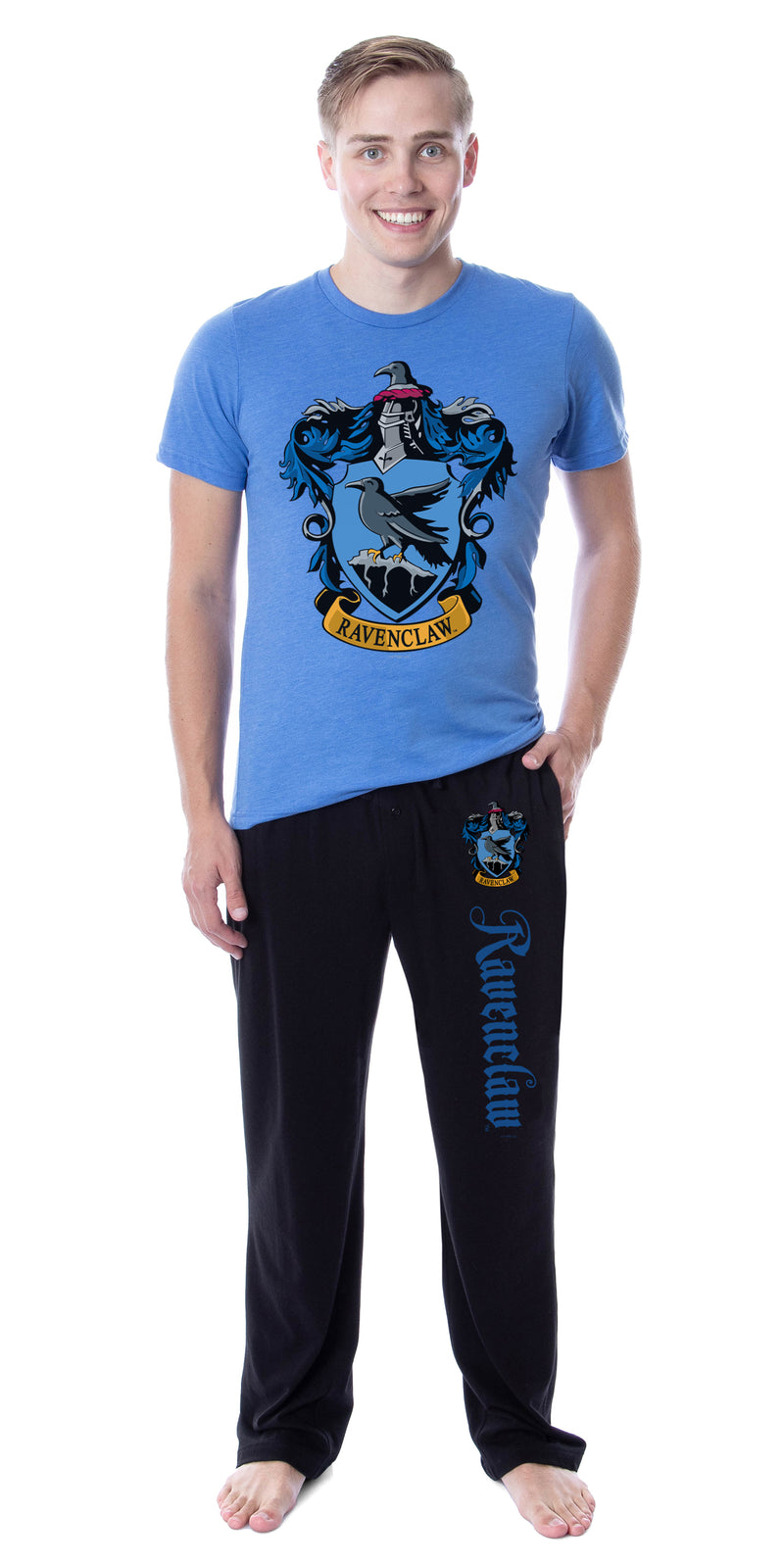 Harry Potter Mens' Hogwarts All Houses Wizarding World Sleep Pajama Set (Ravenclaw, Large)