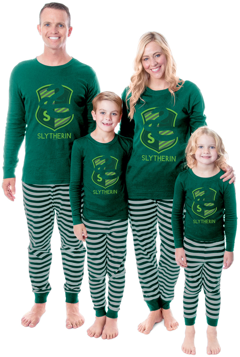 Harry Potter Family All Hogwarts Houses Wizarding World Sleep Pajama Set (Slytherin, Adult, Small)