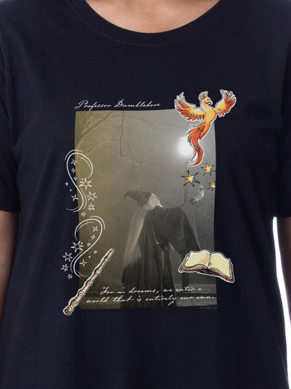 Harry Potter Womens' Albus Dumbledore Photograph Character Wizarding World Sleep Pajama Shirt
