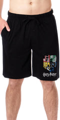 Harry Potter Mens' Wizarding World Hogwarts All Houses Crest Sleep Pajama Shorts
