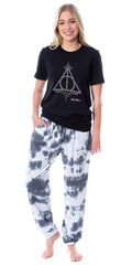 Harry Potter Womens' Deathly Hallows Wizarding World Sleep Jogger Pajama Set (Small)