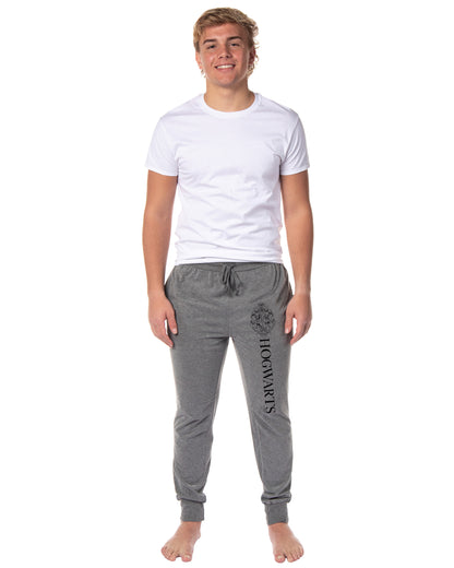 Harry Potter Adult Mens Hogwarts Crest Collegiate Style Jogger Pajama Lounge Pants