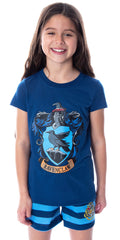 Harry Potter Girls' Hogwarts Castle Ravenclaw Shirt and Shorts Sleepwear Pajama Set (14/16)