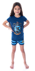 Harry Potter Girls' Hogwarts Castle Ravenclaw Shirt and Shorts Sleepwear Pajama Set (14/16)