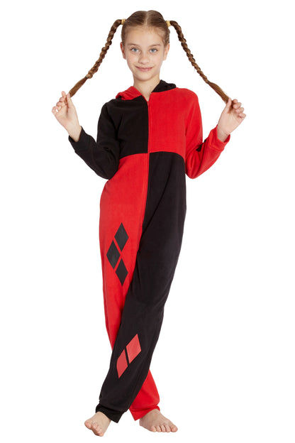 DC Comics Girls' Harley Quinn One Piece Union Suit Critter Pajama Outfit