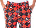 DC Comics Harley Quinn Women's Black And Red Diamond Classic Character Lounge Pajama Pants