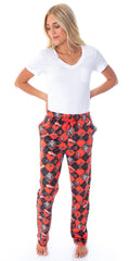 DC Comics Harley Quinn Women's Black And Red Diamond Classic Character Lounge Pajama Pants