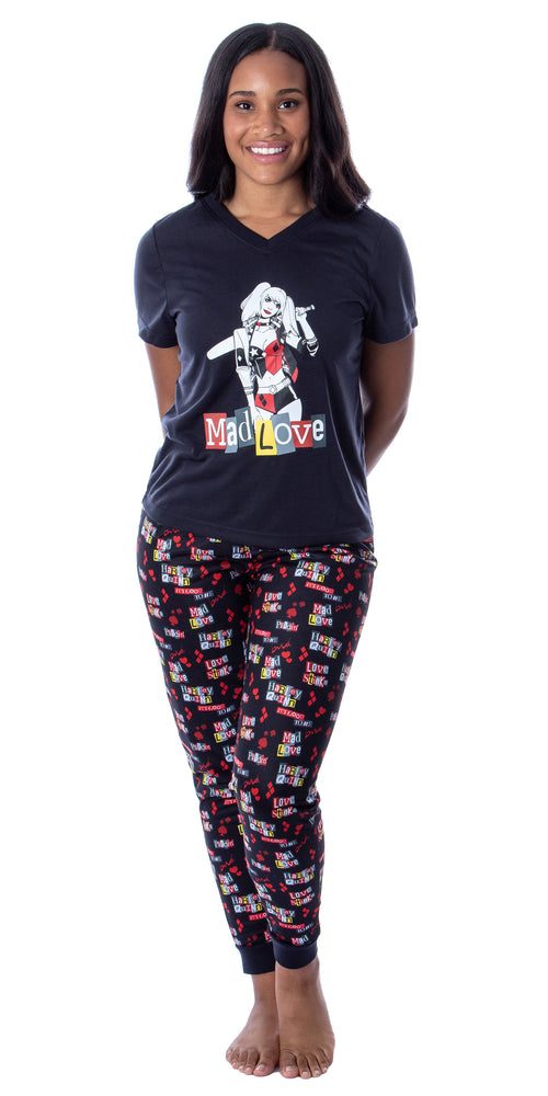 DC Comics Womans' Harley Quinn Mad Love 2 Piece Pajama Set Jogger