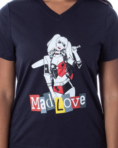 DC Comics Womans' Harley Quinn Mad Love 2 Piece Pajama Set Jogger (XXL)