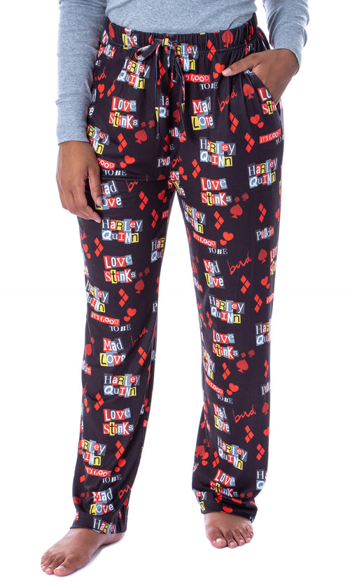 DC Comics Women's Harley Quinn Love Stinks Loungewear Pajama Pants