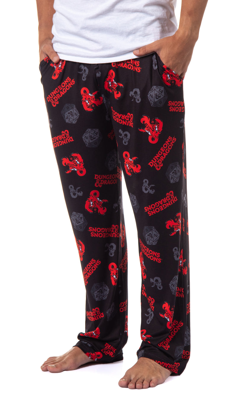 Dungeons & Dragons Mens' Tossed Print Logo Nat 20 Dice Sleep Pajama Pants