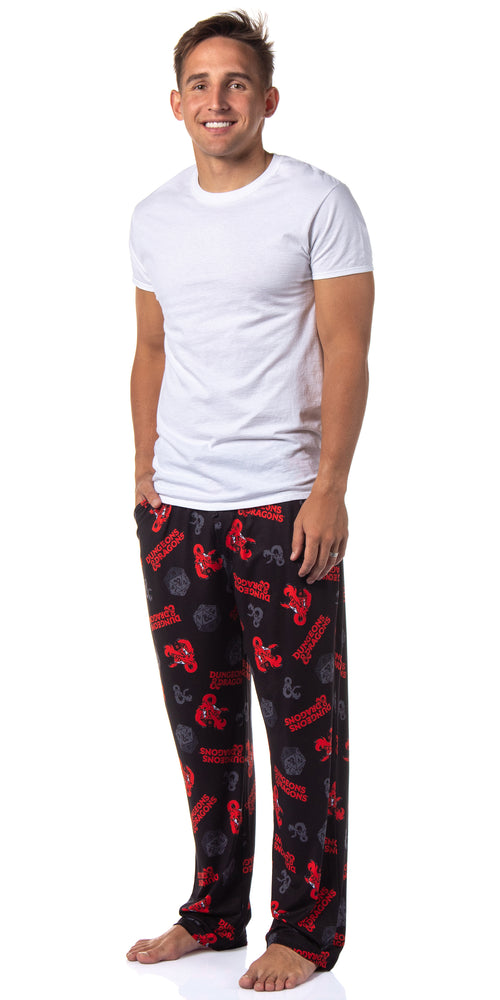 Dungeons & Dragons Mens' Tossed Print Logo Nat 20 Dice Sleep Pajama Pants