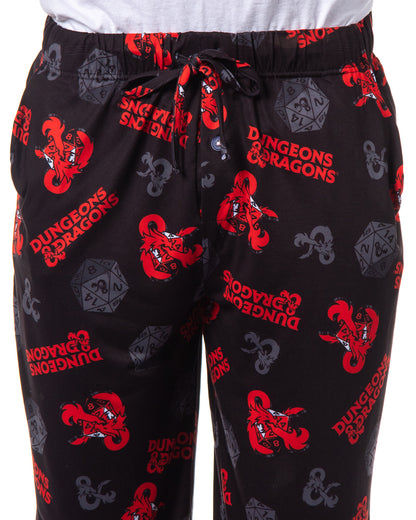 Dungeons & Dragons Mens' Tossed Print Logo Nat 20 Dice Sleep Pajama Pants