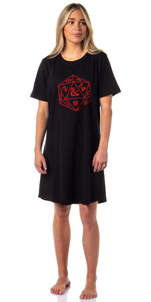 Dungeons & Dragons Women's Nat 20 Dice Nightgown Sleep Pajama Dress