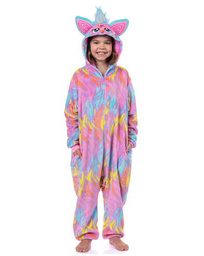Furby Union Suit Girls' Tie Dye Kigurumi Hooded One Piece Pajamas (7/8)