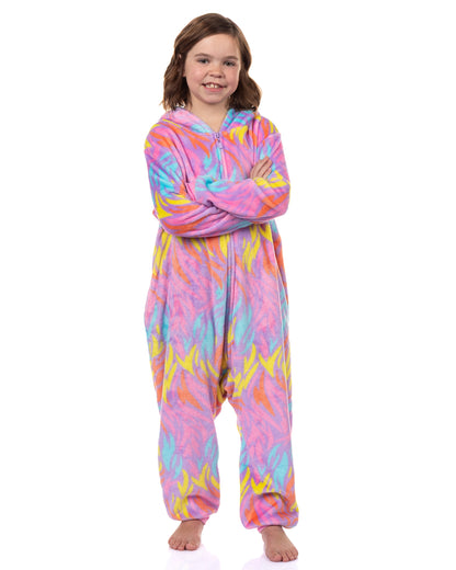 Furby Union Suit Girls' Tie Dye Kigurumi Hooded One Piece Pajamas (7/8)