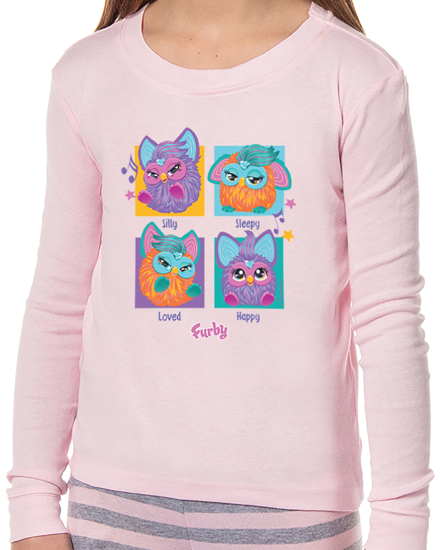 Furby Pajamas Girl's 4 Mood Squares 2 Piece Long Sleeve Pajama Set