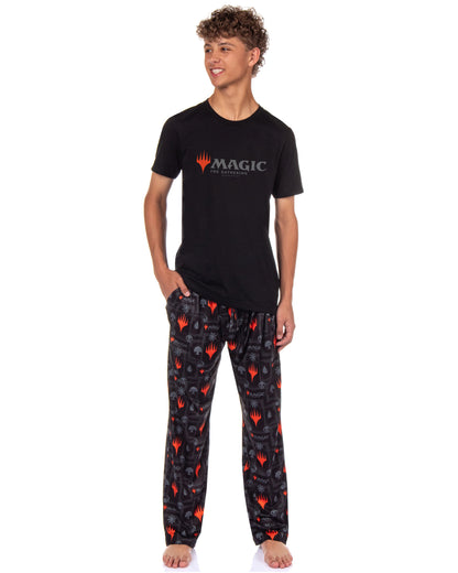 Magic: The Gathering Mens Mana Symbols Card Game Logo Sleep Pajama Shirt Pants Set