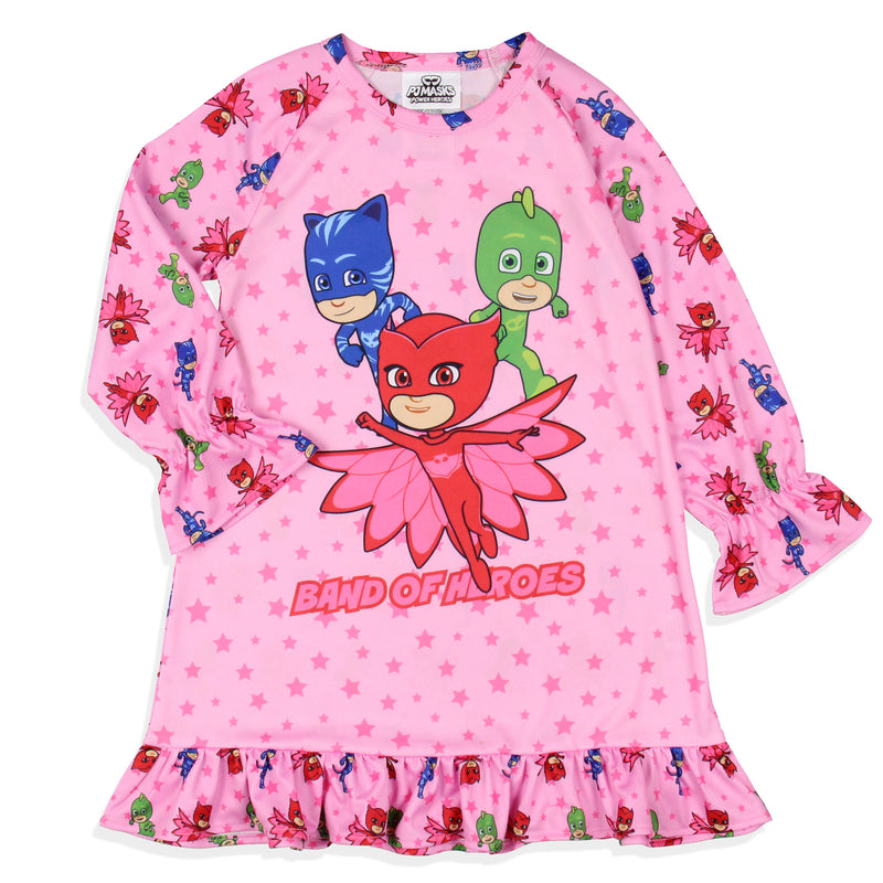 PJ Masks Girls' Gekko Catboy Owlette Characters Sleep Pajama Dress Nightgown