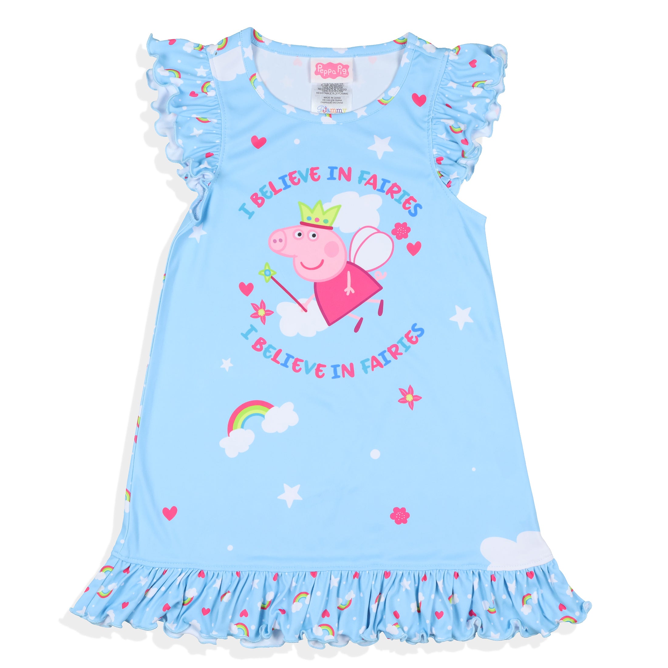 Peppa Pig Pajama Toddler Girls' Fairies Nightgown with Matching Doll Dress