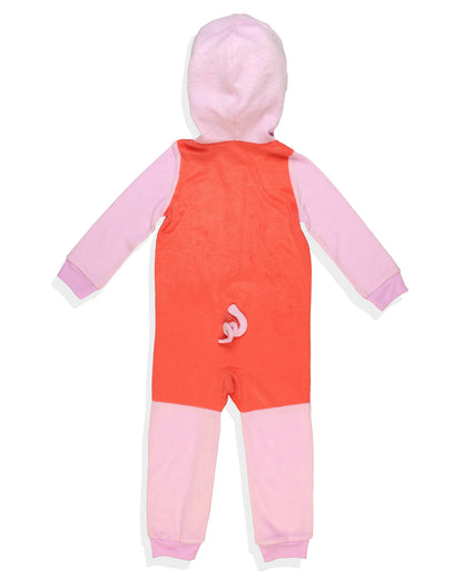 Peppa Pig Union Suit Toddler Girls' Full Zip Hooded Pajamas (5T)